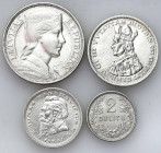 Latvia / Lithuania / Estonia
Lithuania. 2 litas to 5 lati 1925-1936, set of 4 coins 

Zróżnicowany zestaw monet srebrnych.Pozycje w różnych stanach...