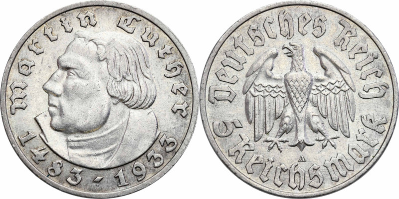 Germany
Germany, Weimar. 5 mark 1933 A, Berlin - NICE 

Wybite na 450 rocznic...