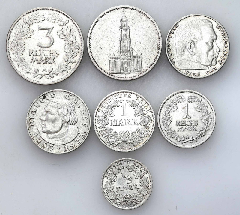 Germany
Germany. 1/2 to 5 mark 1915-1936, set of 7 coins 

Zróżnicowany zesta...