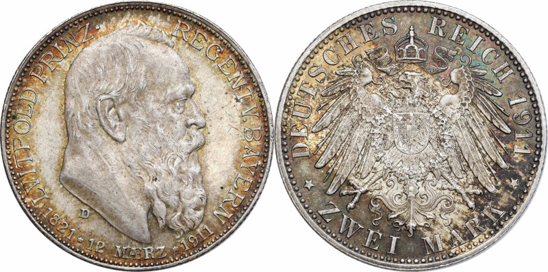 Germany
Germany, Bavaria. 2 Mark 1911 D, Munich 

Dwumarkówka wybita na 90 ro...