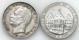 Germany
Germany. Thaler 1863, Frankfurt and Baden 3 Mark 1908 G, Karlsruhe 

Obiegowe egzemplarze, talar wyjęty z biżuterii.AKS 45; Davenport 654 /...