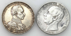Germany
Germany. Thaler 1864 B, Hanover and Prussia 3 Mark 1913 A, Berlin 

Obiegowe egzemplarze. Monety czyszczone.Davenport 582; AKS 144 / AKS 13...