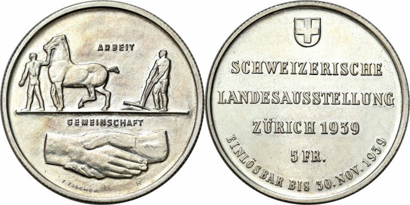 Switzerland
Switzerland. 5 francs 1939 National Exhibition in Zurich 

Wybite...