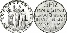 Switzerland
Switzerland. 5 francs 1941 B, Bern 

Wybite z okazji 650 rocznicy Konfederacji Szwajcarskiej.Ładnie zachowane. Lekko przetarte tło.KM 4...