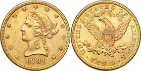 USA (United States of America)
USA / United States. dollar / $10 1901, Philadelphia 

Typ Liberty Head.Bardzo ładny egzemplarz .&nbsp;Friedberg 158...