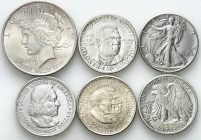 USA (United States of America)
USA / United States. 1/2 dollar 1893-1952, dollar 1922, set of 6 coins 

Pozycje w różnych stanach zachowania w prze...
