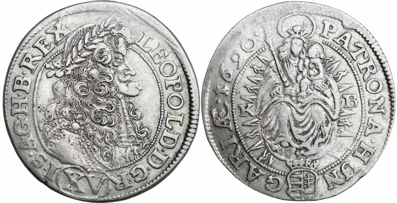 Ungarn
Hungary. Leopold I (16581705). 15 kreuzer 1690, Kremnica 

Obiegowy eg...