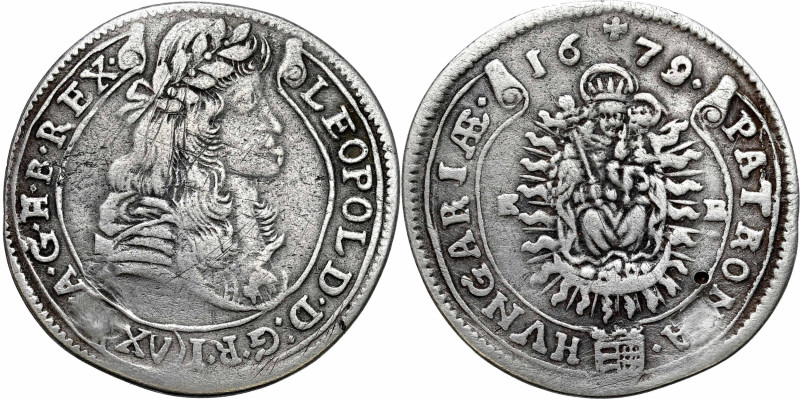 Ungarn
Hungary, Leopold I (16581705). 15 kreuzer 1679 KB, Kremnica 

Ciemna p...