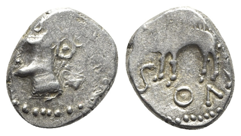 Celtic, Central Gaul. Sequani, 1st century BC. AR Quinarius (13mm, 1.98g). Male ...