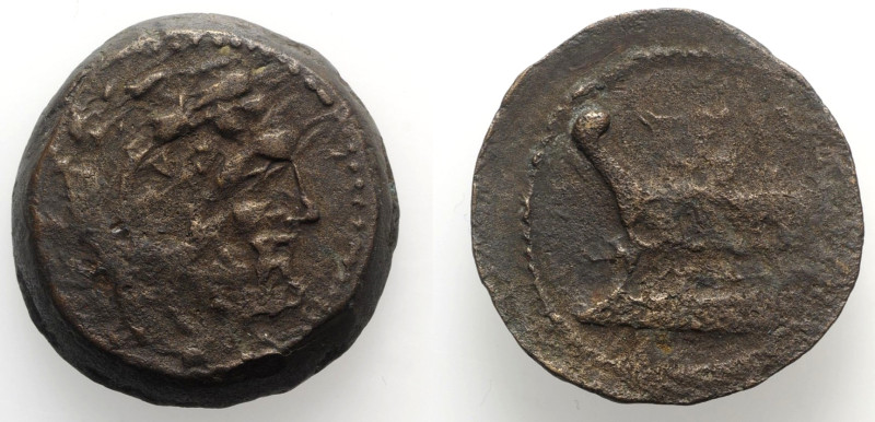 Spain, Sexi, c. 2nd century BC. Æ Unit (Calco or As) (26mm, 13.00g, 1h). Bearded...
