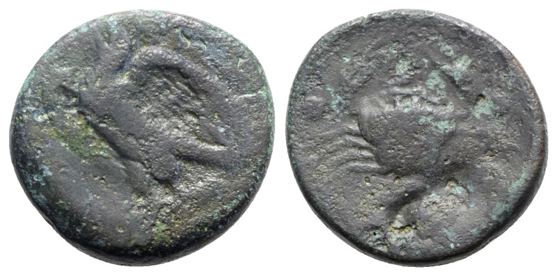 Sicily, Akragas, c. 425/0-410/06 BC. Æ Hemilitron (28mm, 19.93g, 12h). Eagle sta...