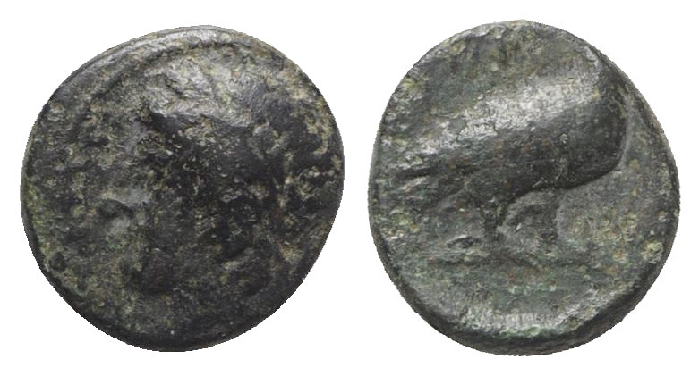 Sicily, Akragas. Phintias (287-279 BC). Æ (13mm, 2.82g, 12h). Laureate head of A...