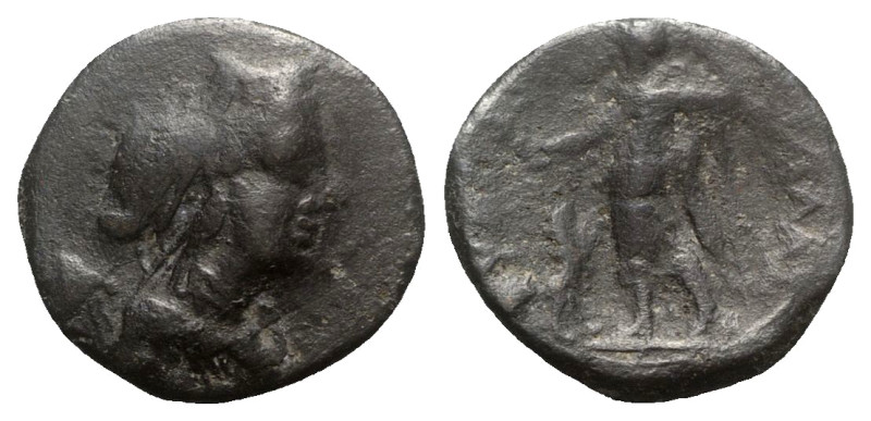 Sicily, Hybla Megala, c. 2nd century BC. Æ Trias(?) (20mm, 6.62g, 12h). Veiled b...
