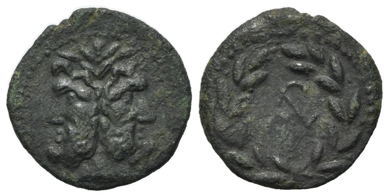 Sicily, Uncertain Roman mint, late 2nd century BC. Æ As (22mm, 5.04g, 6h). Laure...