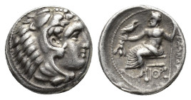 Kings of Macedon, Alexander III ‘the Great' (336-323 BC). AR Drachm (15,5 mm, 4,29 g). Sardes mint. Struck under Menander, circa 324/3 BC. Head of Her...