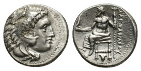 Kings of Macedon, Alexander III ‘the Great' (336-323 BC). AR Drachm (16,6 mm, 4,21 g). Head of Herakles right, wearing lion's skin R/ Zeus Aëtophoros ...