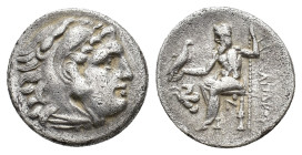 Kings of Macedon. Antigonos I Monophthalmos (306/5-301 BC). AR Drachm (17,9 mm, 4,03 g). In the name and types of Alexander III. Lampsakos. Head of He...