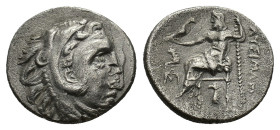Kings of Thrace. Lysimachos (305-281 BC). AR Drachm (18,2 mm, 3,34 g). In the name and types of Alexander III of Macedon. Abydos, circa 310-297 BC. He...