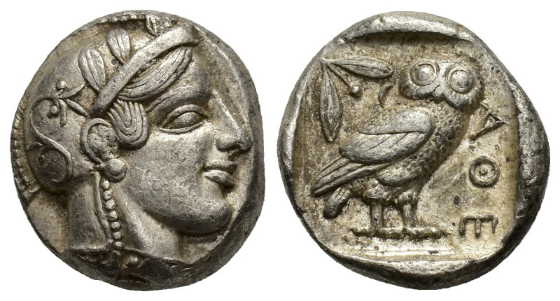 Attica, Athens, c. 454-404 BC. AR Tetradrachm (22,22 mm, 17,19 g). Head of Athen...