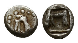 Asia Minor, Uncertain, 5th century BC. AR Obol (8mm, 0.86g). Hare(?) r. R/ Incuse square. Unpublished in the standard references. Near VF