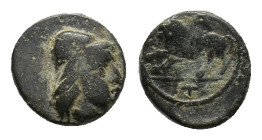 Asia Minor, Uncertain, 4th-3rd century BC. Æ (9mm, 1.14g). Head of Kabeiros / Lion. Unpublished in the standard references, cf. Numismatik Naumann 42,...