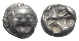Mysia, Parion, 5th century BC. AR Drachm (14mm, 3.85g). Gorgoneion facing with protruding tongue. R/ Incuse punch of rough cruciform design. SNG BnF 1...