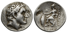 Kings of Pergamon, Philetairos (282-263 BC). AR Tetradrachm (29.5mm, 16.73g). Diademed head of Seleukos I right / ΦIΛETAIPOY, Athena, wearing crested ...