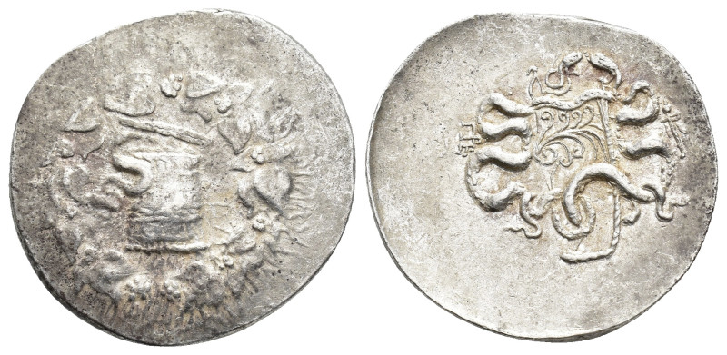 Mysia, Pergamon, c. 166-67 BC. AR Cistophoric Tetradrachm (33mm, 12.78g). Cista ...