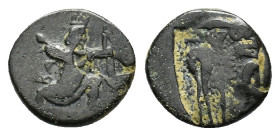 Ionia. Achaemenid Period. Uncertain satrap. 4th-3rd century BC. Æ Unit (12,66 mm, 1,71 g). Persian king or hero in kneeling-running stance right, hold...