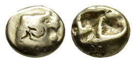 Kings of Lydia, time of Ardys - Alyattes, c. 630s-564/53 BC. EL Hekte - Sixth Stater (9mm, 2.22g). Sardes. Head of lion to right, with open jaws and w...