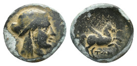 Caria, Bargylia, c. 2nd century BC. Æ (17mm, 2.86g). Veiled head of Artemis Kindyas right. R/ Pegasos flying right. SNG Keckman 25. Fine