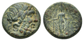 Phrygia, Apameia, c. 100-50 BC. Æ (18,1 mm, 7,13 g). Laureate head of Zeus r. R/ Cult statue of Artemis Anaïtis facing. SNG von Aulock 8338; SNG Copen...