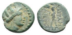 Phrygia, Apameia, c. 88-40 BC. Æ (14,00 mm, 2,33 g). Attalos Bianoros, eglogistes. Turreted head of Artemis right, bow and quiver over shoulder R/ Mar...