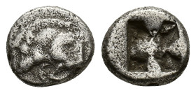 Lycia, Uncertain Dynast, c. 500-480 BC. AR Tetrobol (12mm, 2.90g). Forepart of a boar left R/ Crude incuse square. SNG von Aulock 4046. Good Fine