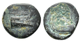 Lycia, Phaselis, c. 250-221/0 BC. Æ (17,3 mm, 4,43 g). Prow of galley r. R/ Stern of galley l. SNG Copenhagen 122. Good fine.