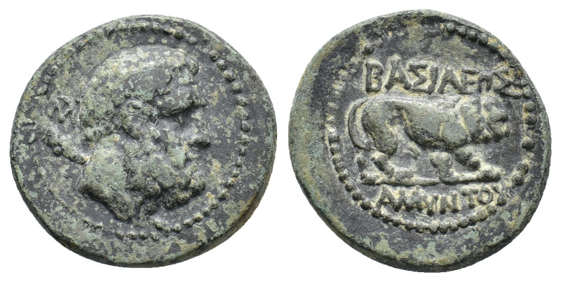 Kings of Galatia, Amyntas (36-25 BC). Æ (23,82 mm, 8,37 g). Bearded head of Hera...