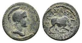 Caria, Trapezopolis. Pseudo-autonomous issue. Time of Antoninus Pius (138-161). Æ (13,7 mm, 2,42 g). Poli- Adrastos, magistrate. RPC IV online 942. Ab...
