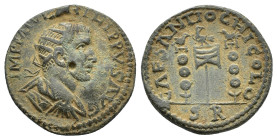 Pisidia. Antioch. Philip I (244-249). Æ (24,7 mm, 10,38 g). Cf. SNG France 1259-60 (reverse legend). Very fine.