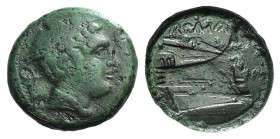 Anonymous, Rome, 217-215 BC. Æ Semuncia (20,5mm, 7,49 g, 6h). Head of Mercury r., wearing winged petasus. R/ Prow r. Crawford 38/7; Sydenham 87. Near ...