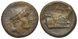Anonymous, Rome, 217-215 BC. Æ Semuncia (19mm, 5.64g, 11h). Head of Mercury r., wearing winged petasus. R/ Prow r. Crawford 38/7; RBW 100. Roughness, ...