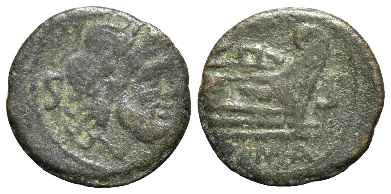 Anonymous, unofficial series, after 211 BC. Æ Semis (20mm, 2.77g, 6h). Laureate ...