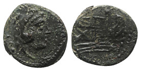 Anonymous, Rome, after 211 BC. Unofficial Æ Quadrans (17mm, 2.39g, 5h). Head of Hercules r. R/ Prow of galley r. Cf. Crawford 56/5. Near VF