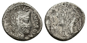 L. Aemilius Lepidus Paullus, Rome, 62 BC. AR Denarius (17.5mm, 3.54g). Head of Concordia r., wearing veil and diadem; on l., PAVLLVS LEPIDVS; on r., C...