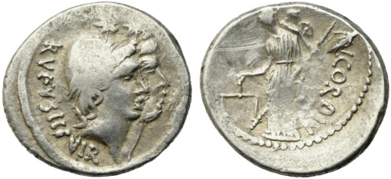 Roman Imperatorial, Mn. Cordius Rufus, Rome, 46 BC. AR Denarius (19mm, 4.09g). C...