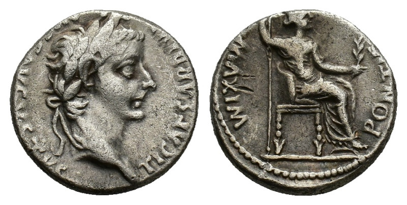 Tiberius (14-37). AR Denarius (16,04 mm, 3,68 g). Lugdunum, AD 15-18. Laureate h...