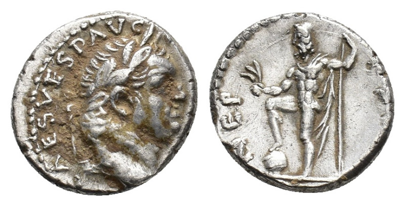 Vespasian (AD 69-79). AR Denarius (14,37 mm, 3,45 g). Antioch, AD 72. Laureate h...