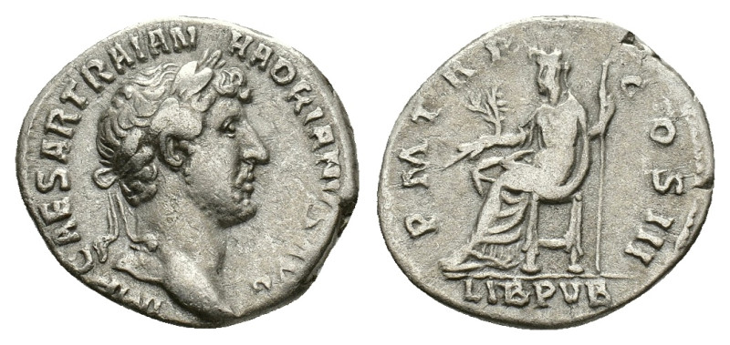 Hadrian (117-138). AR Denarius (18,6 mm, 3,09 g). Rome, AD 119-122. Laureate hea...