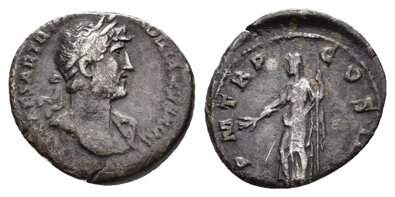 Hadrian (117-138). AR Denarius (18,7 mm, 3,17 g). Rome. Laureate head of Hadrian...