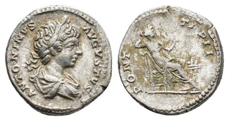 Caracalla (Caesar, 198-217). AR Denarius (17,8 mm, 3,14 g). Rome. RIC 29. Very f...