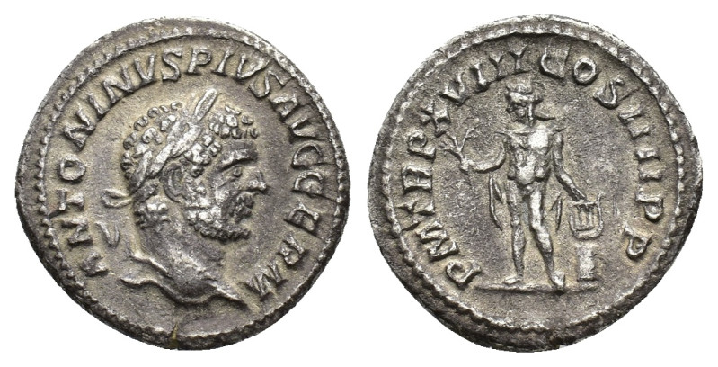 Caracalla (198-217). AR Denarius (18mm, 2.37g). Rome, AD 215. RIC IV 254; RSC 28...